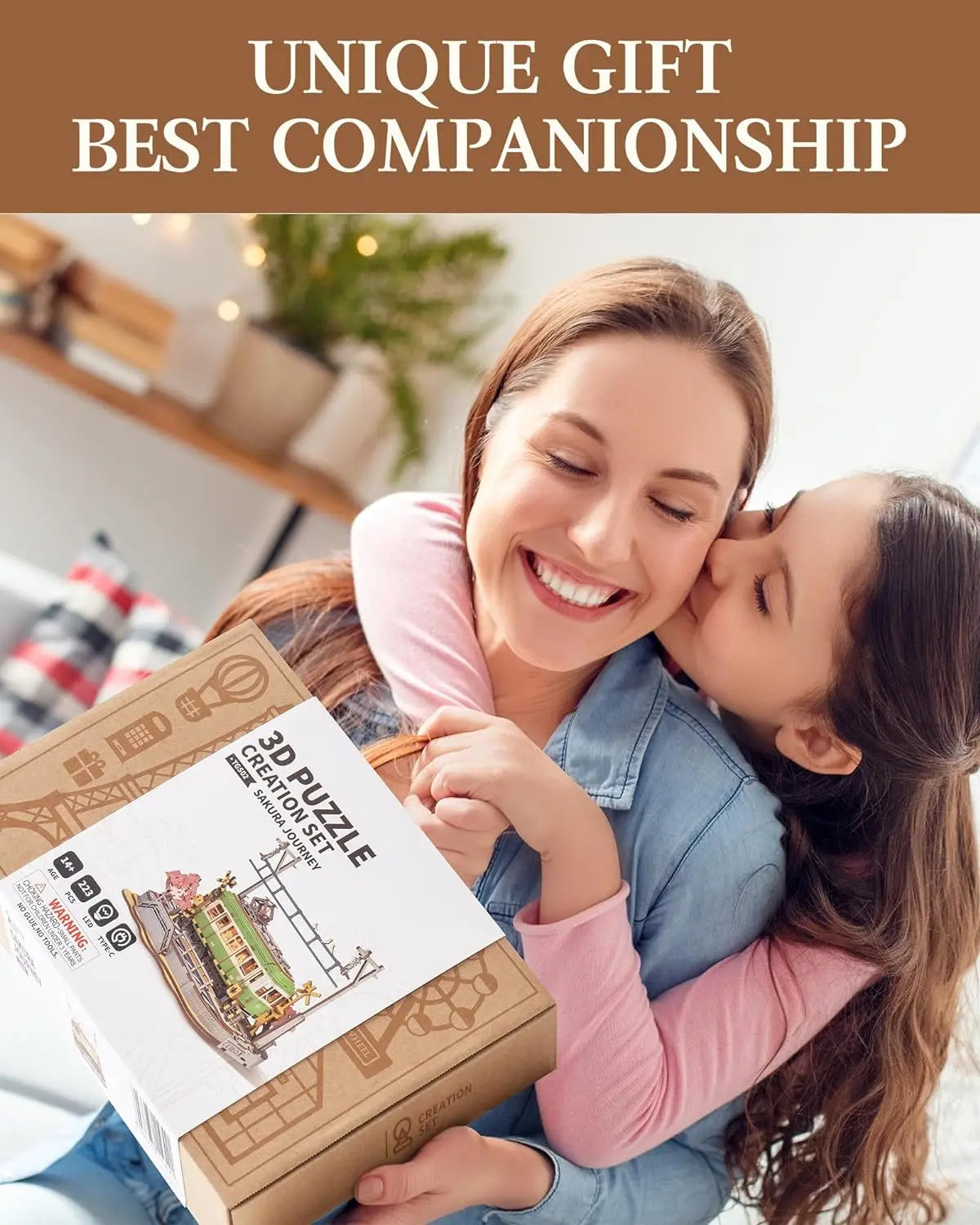 Robotime Sakura Journey Tram 3D Wooden Puzzles Model Car Kits Building Set Creative Gift STEM Toy for Girls Boys 223PCS