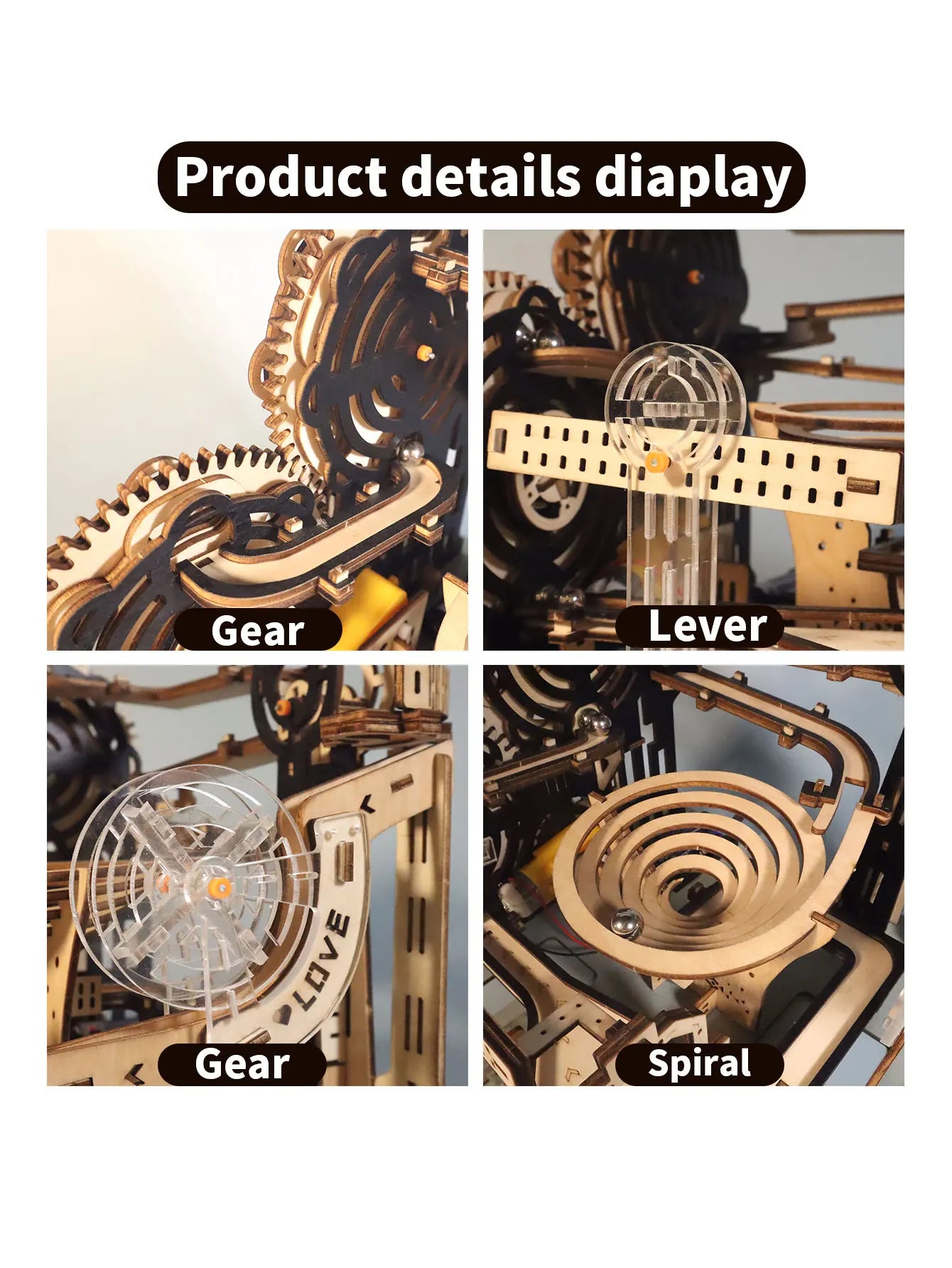 Electric 3D Wooden Puzzles Marble Run Model Kits  Brain Teaser Puzzle DIY handmade Christmas gift