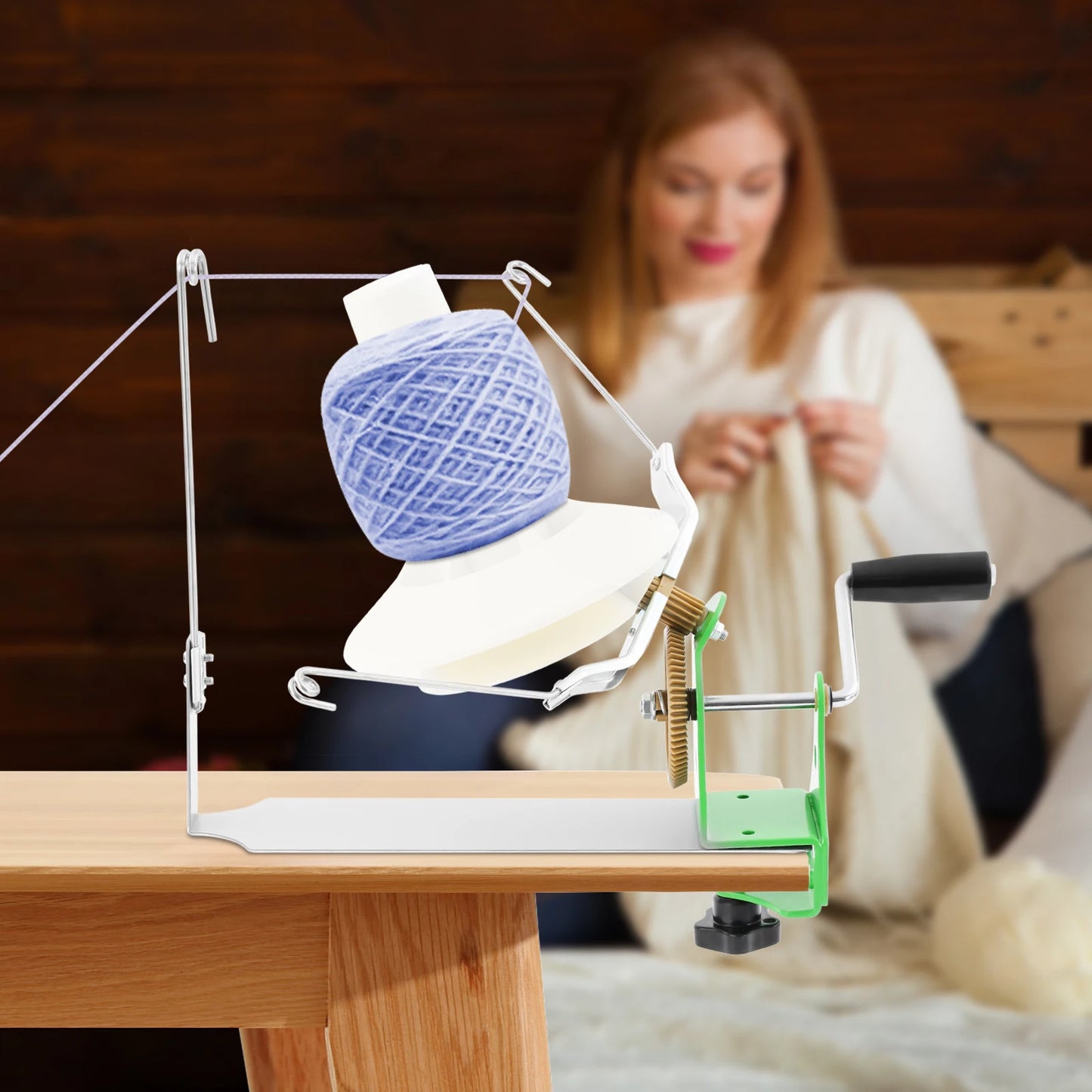 Wool Ball Winder Yarn Winder Machine with Dual-Rod Rocker Electric Yarn Ball Winder Yarn Dispenser 500g for Knitters Crocheters