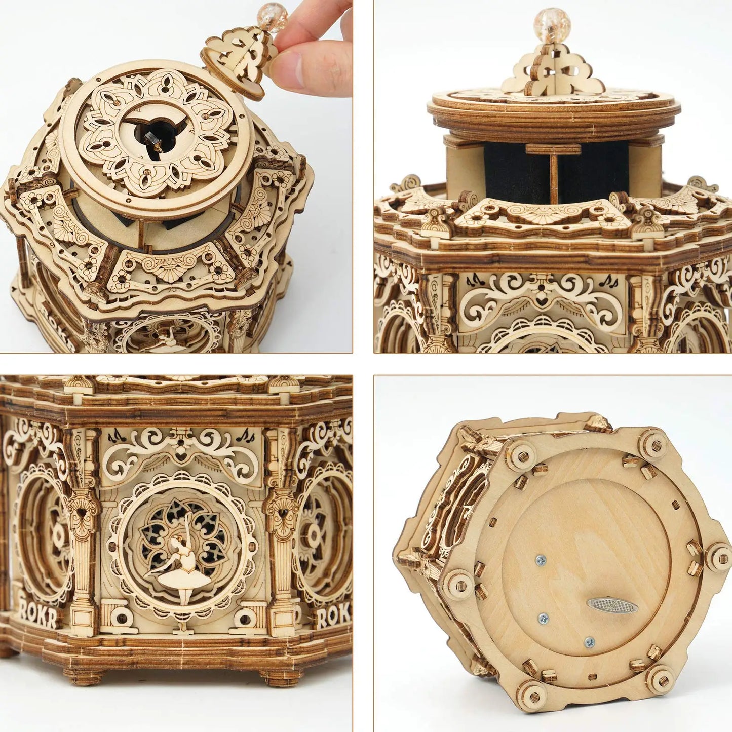 Robotime Rokr DIY Mechanical Music Box Kit 3D Wooden Puzzle Box for Adults Self-Assembly Building Project - Secret Garden