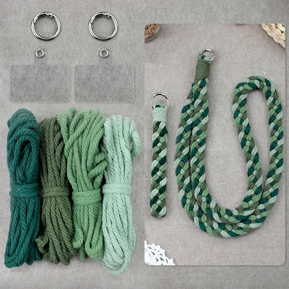 2pcs Handicrafts Lanyard Combo Material Kit DIY Wrist Strap Keychain Mobile Phone Lanyard Macrame Kit With Tutorial For Beginner