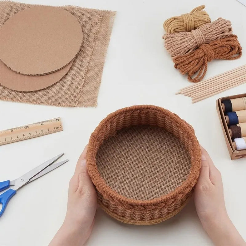 Macrame Basket Weaving Kit for Beginners, Complete Storage Basket Making Kit with Tutorial, DIY Craft Gift for Adults