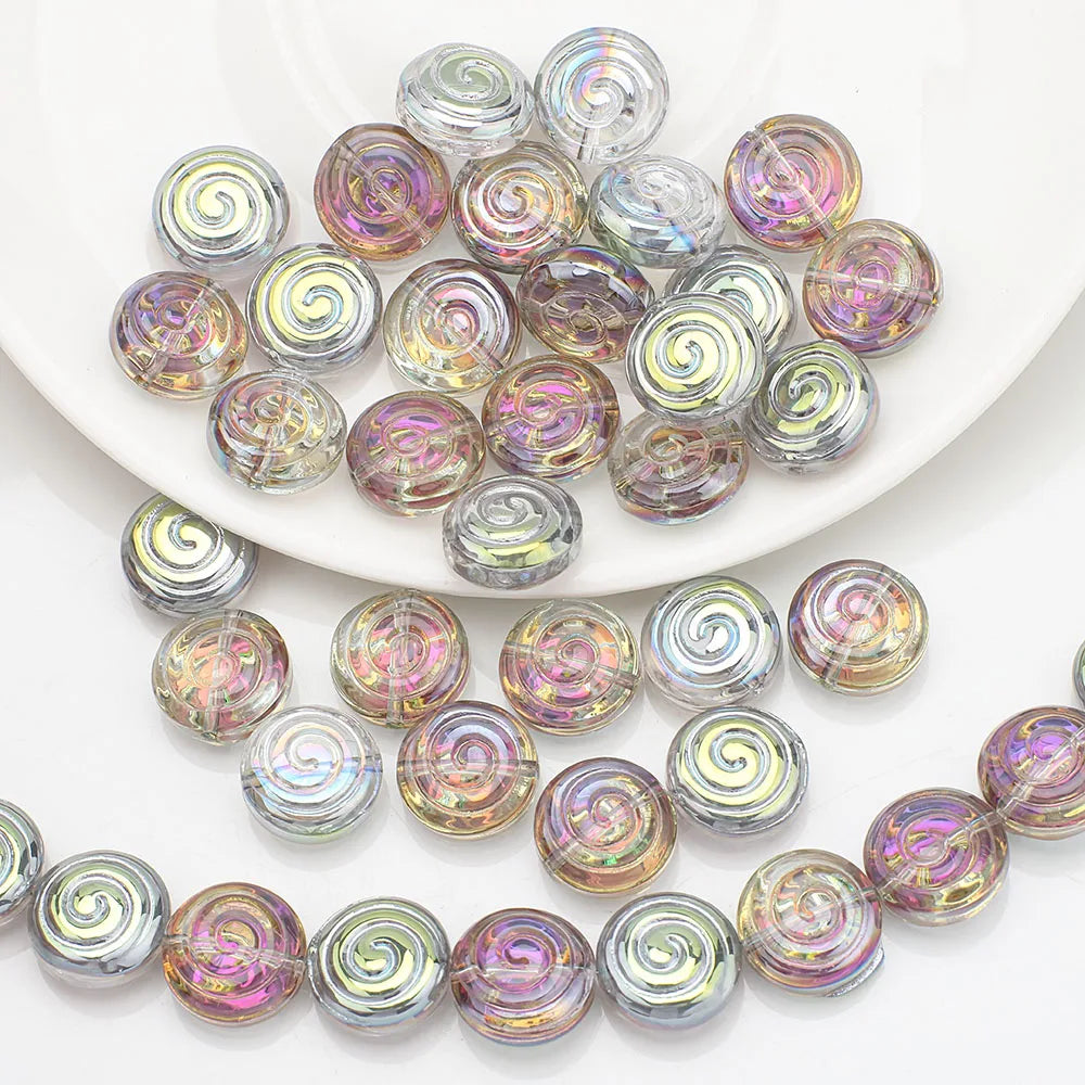 30Pcs 12mm Crystal Glass Round Loose Beads Screw thread Shape for Jewelry DIY Making Bracelet Earring Necklace Garment Decor