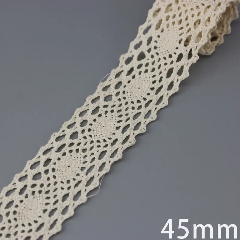 Cotton Lace Ribbon Beige DIY Handmade Wedding Party Craft Gift Packing Patchwork Crocheted Lace (5 meters/lot)