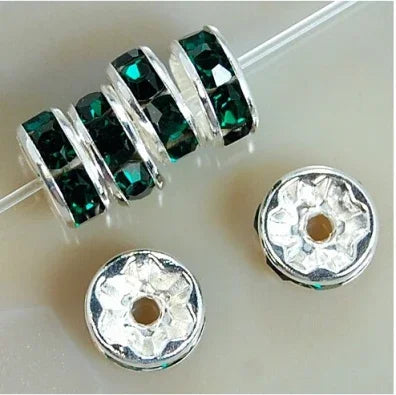 100Pcs 4/6/8/10mm Metal Crystal Beads Rhinestone Rondelle Spacer Beads For Jewelry Making Bracelet  Necklace DIY Accessories