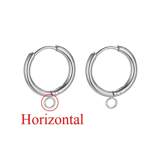 10pcs Stainless Steel Gold Color Plated Huggie Earrings Hooks with Loop Ear Post Jump Ring for DIY Jewelry Making Findings