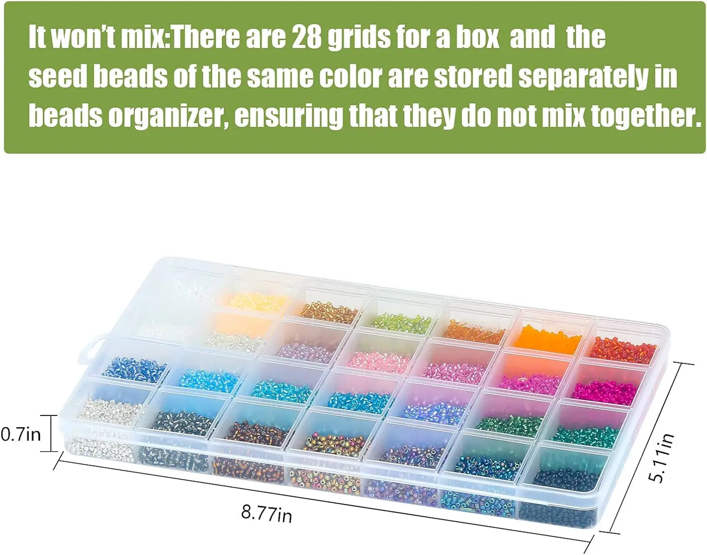 2mm Glass Seed Beads Kit, with 28 Colors Small Beads Kit for Girls,Women and Adults,Bracelets, Necklaces,Earring,Jewelry Making