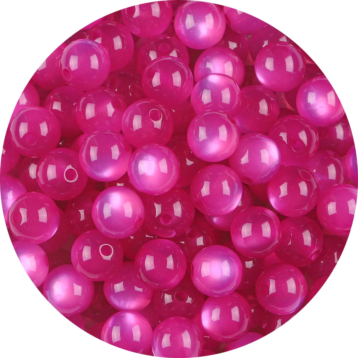 100pcs pack Resin Imitation Cat Eye Round Beads ColorfulStraight Hole Loose Beads Handmade Diy Beaded Earrings AccessoriesBracel