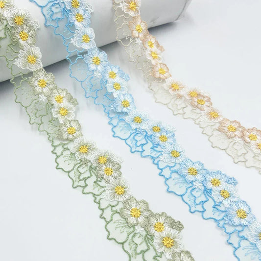 5yards Blue White Purple Lace Fabric Guipure Embroidery Ribbon Trim Sewing Applique 6CM Wide