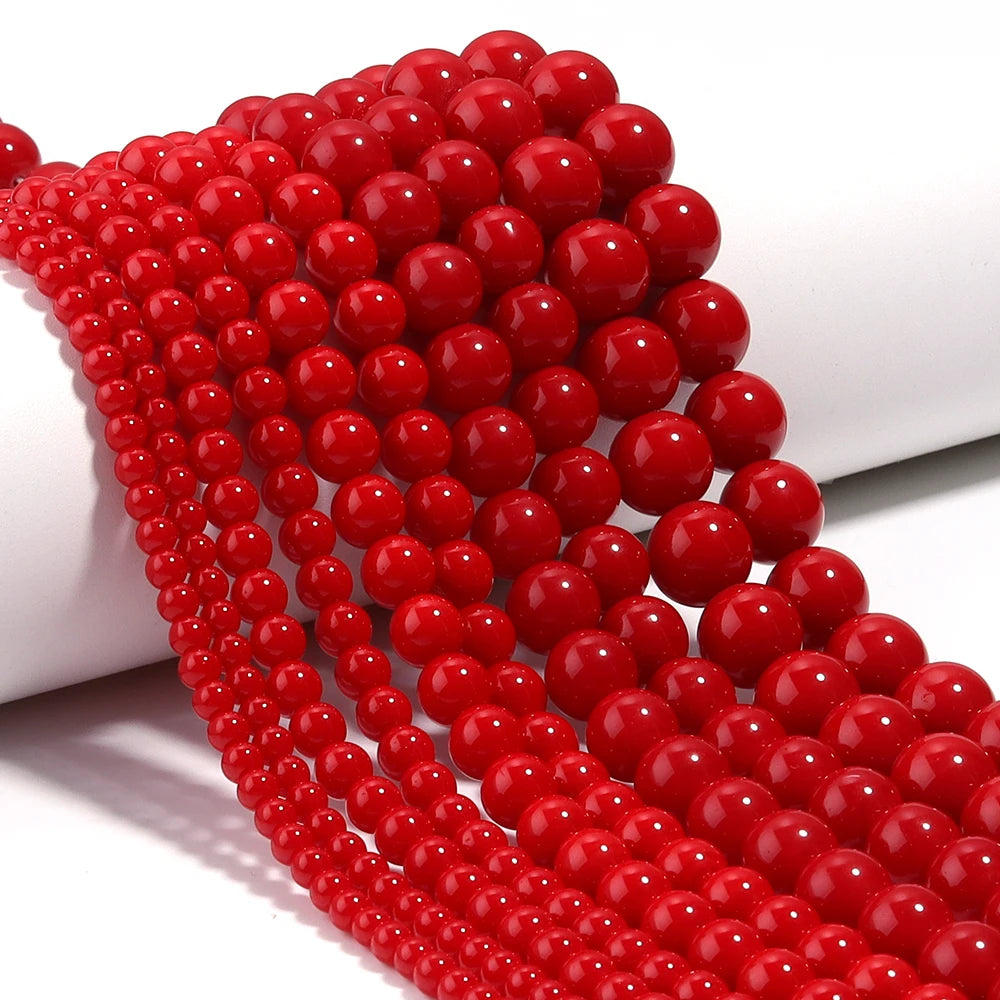 4/6/8/10/12mm Red Coral Jades Stone Beads Round Loose Spacer Beads for Jewelry Making DIY Charms Bracelet Necklace Accessories