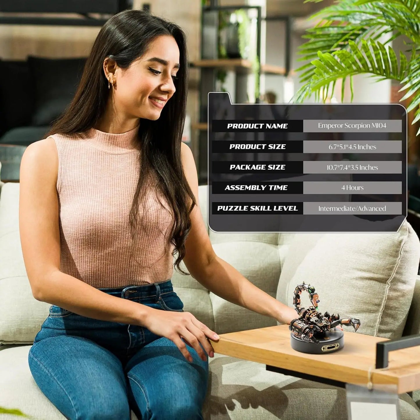 Robotime Rokr 3D Metal Puzzle Emperor Scorpion with LED Light of Industrial-style Building Block gift for Kids