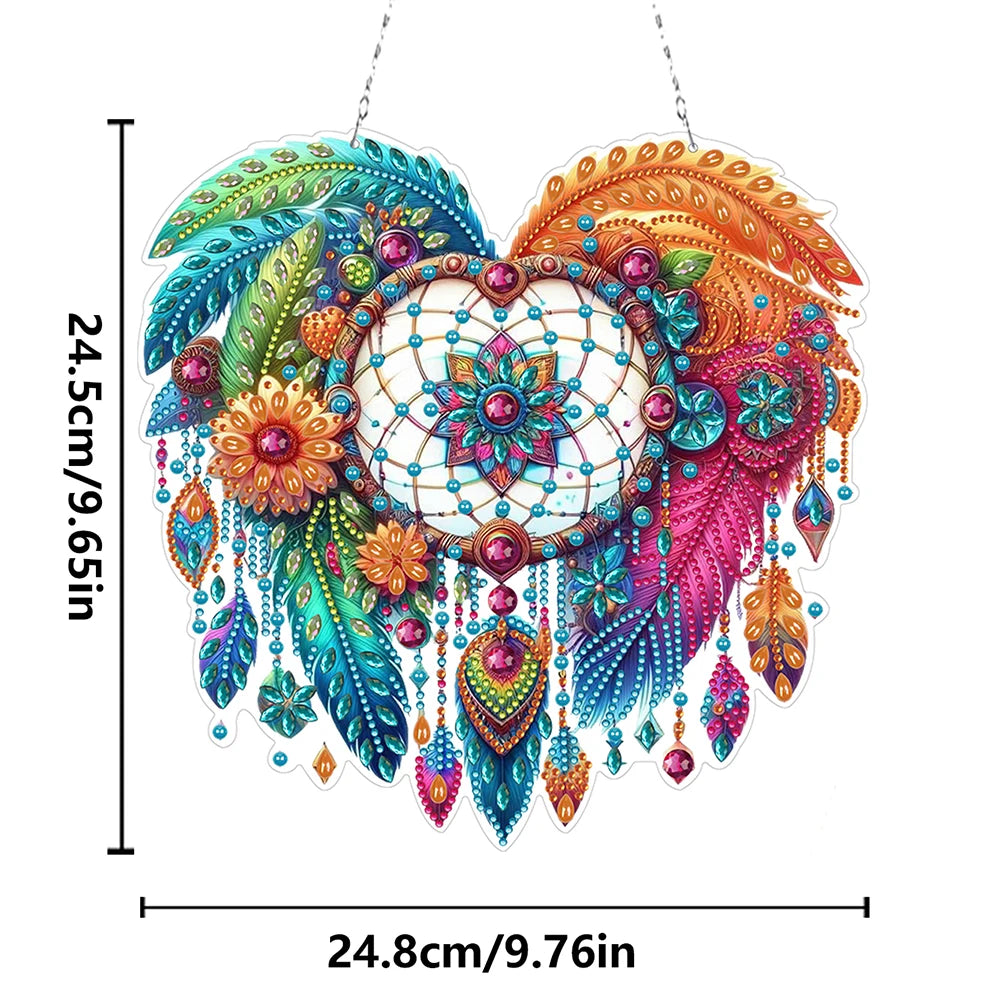Flower 2D/Flat DIY Special Shape Hanging Diamond Art Kits Diamond Painting Set Diamond Art Pendant Wall Decor for Home & Windows