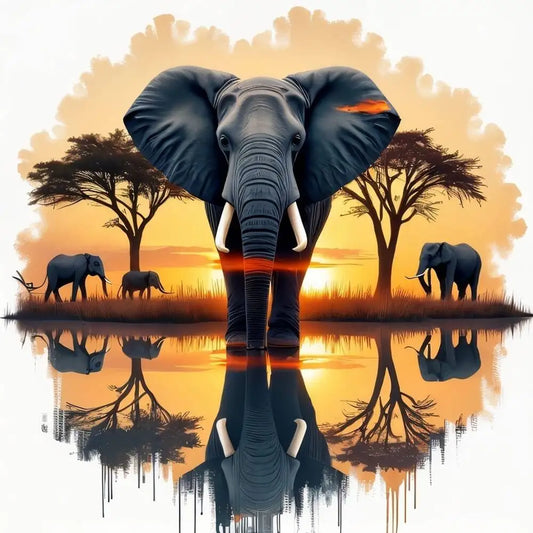 DIY Beads Embroidery Sets Elephant Animal 11CT Printed Canvas Cross Stitch Kit Tree Sunset Crafts And Art Supplies Home Decor