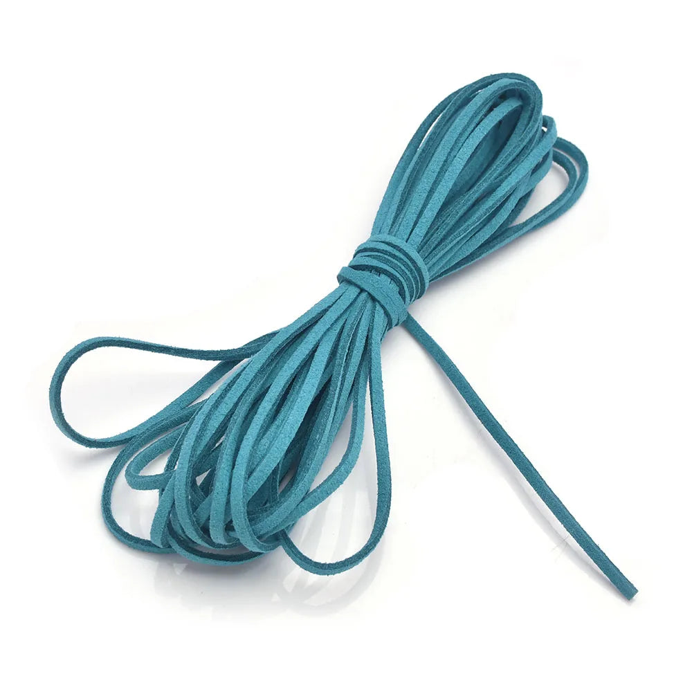 3MM 5M Micro-Fiber Flat Leather Lace Beading Thread Faux Suede Cord String Velvet Beading Supplies
