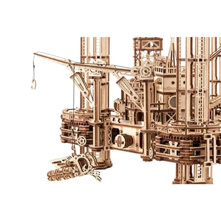 Offshore Rig Platform Wooden 3D Puzzles for Adults and Kids to Build - Interactive Movable Platform - Wooden Models Engineering
