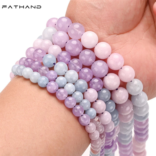 Natural Smooth Colored Morganite Beads For Round Jaspers Agates Spacer Bead Jewelry Making DIY Charm Bracelet 6/8/10mm