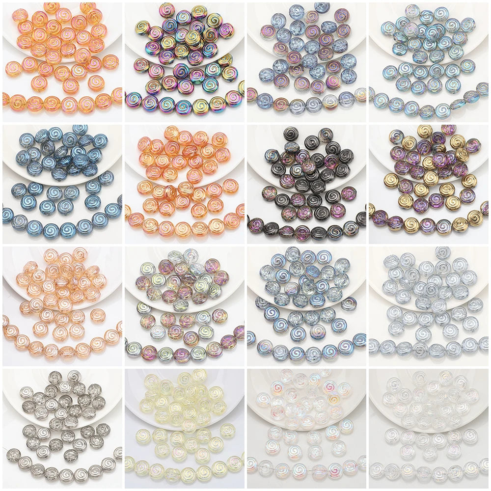 30Pcs 12mm Crystal Glass Round Loose Beads Screw thread Shape for Jewelry DIY Making Bracelet Earring Necklace Garment Decor