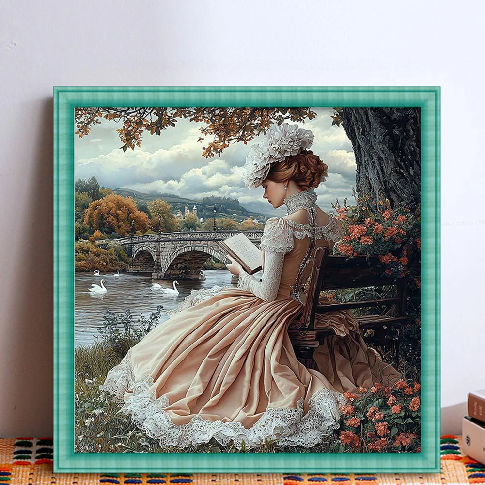 Full Embroidery Eco-cotton Thread 11CT Printed Girl Cross Stitch Kit Art 50x50cm