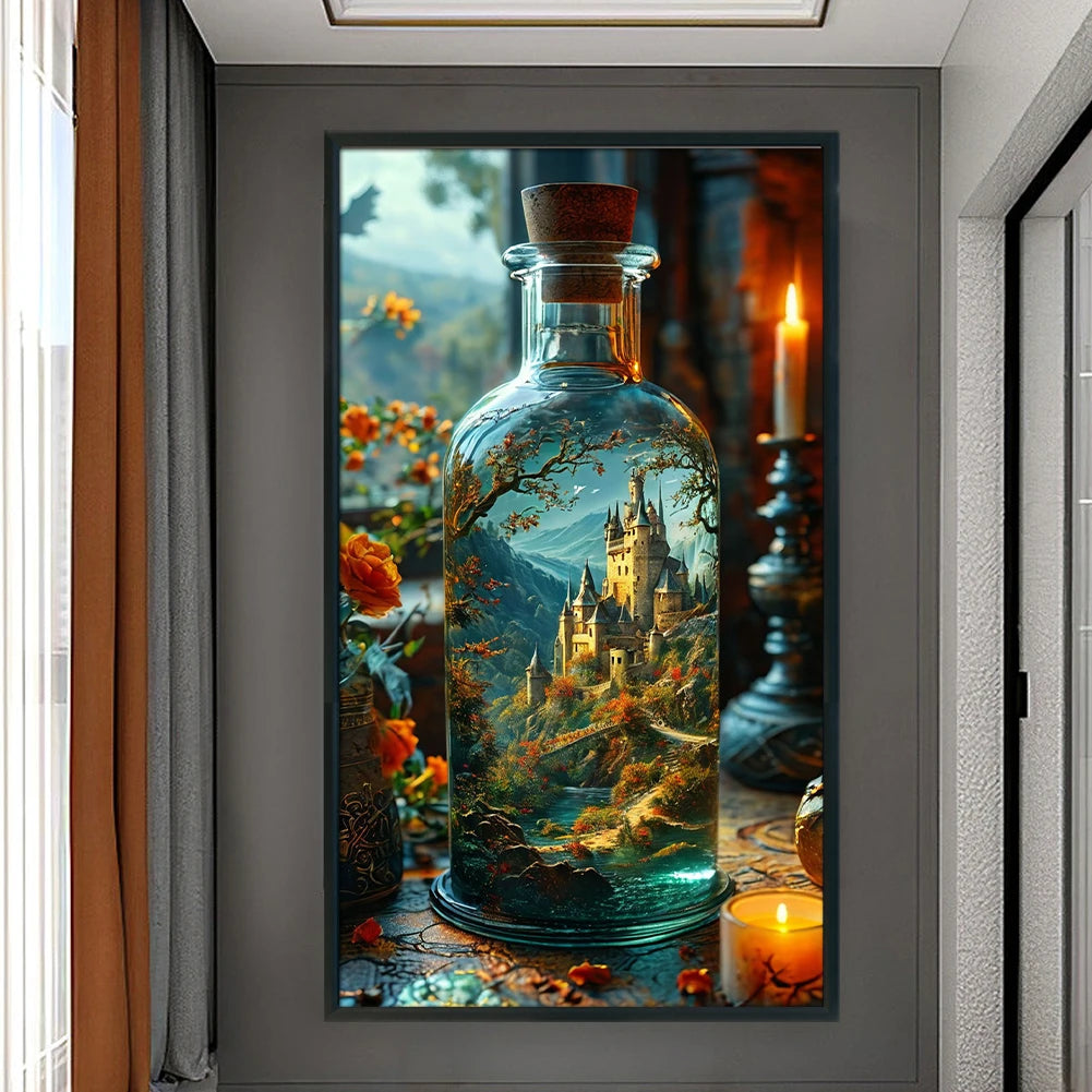 Castle Printed Cross Stitch Kit 40x75cm DIY 11CT Thread Art Needlework Decor