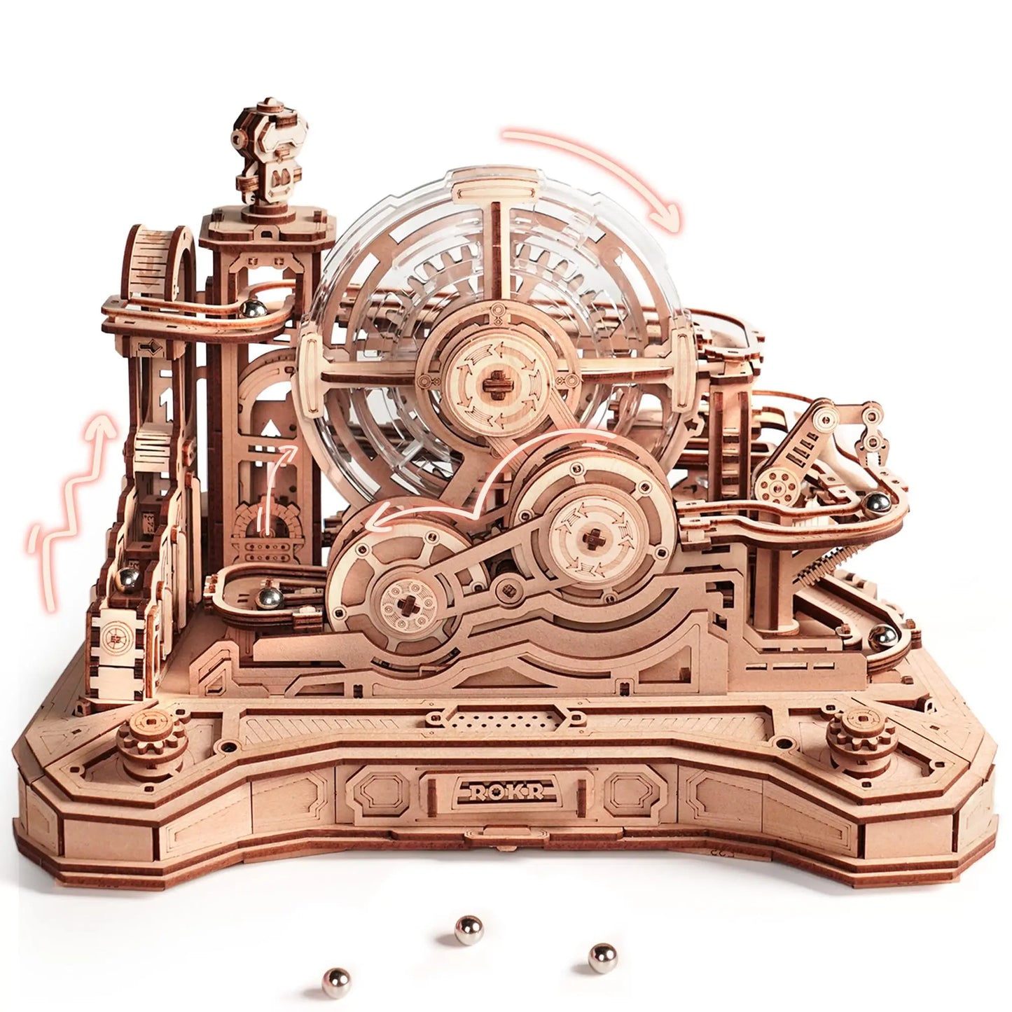 Robotime Rokr Gearball Challenge 3D Wooden Puzzle Rotating Gear Brain Teaser STEM Educational Engineering Toy for Teens Adults