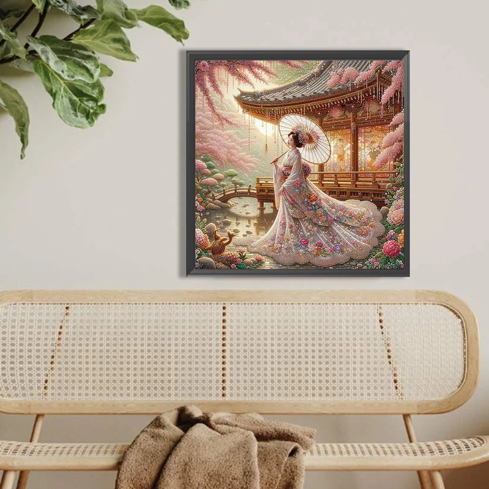 5D DIY Full Round Drill Diamond Painting Japanese Geisha Beauty Decor Art Crafts DIY Birthday Gifts Christmas Party Home Decor