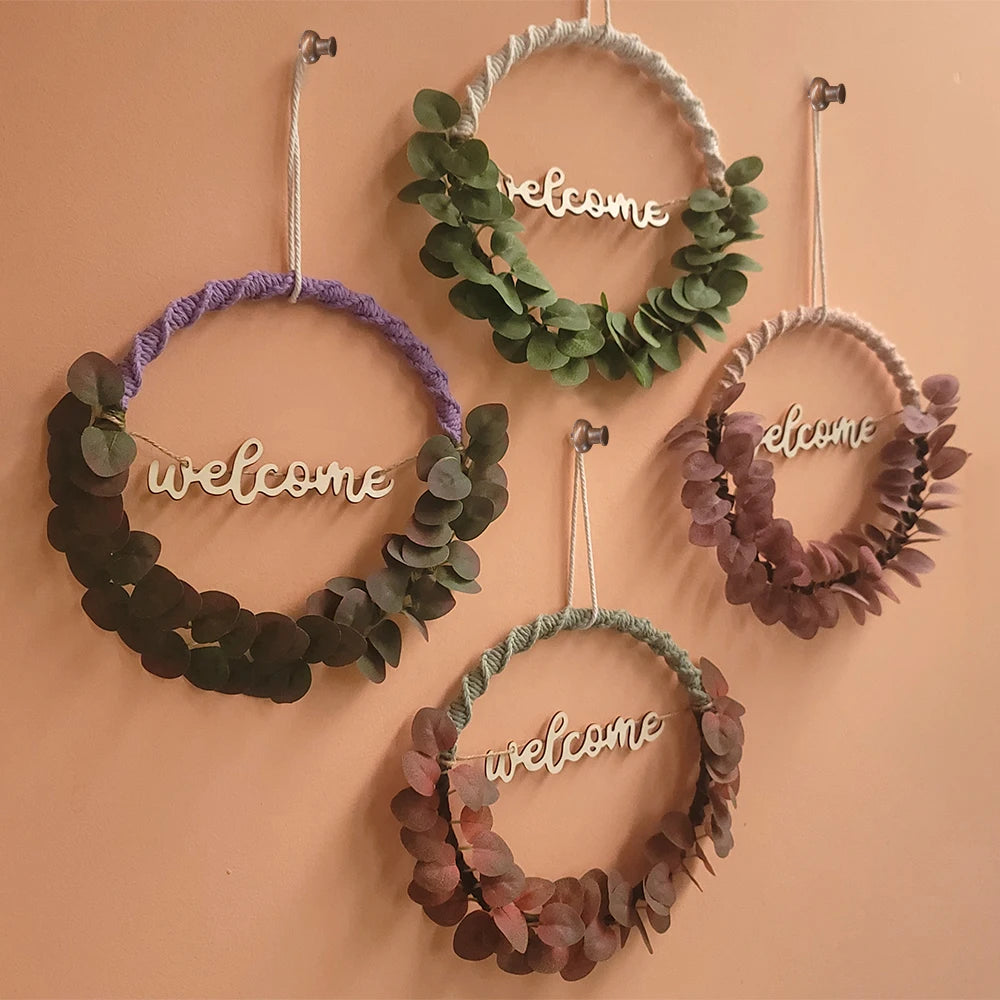 Bohemian Style Macrame Leaf Wreath DIY Kit Beginner Friendly Weaving Material Bundle with Tutorial for Handmade Craft