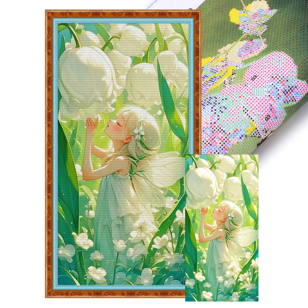 Full Embroidery Eco-cotton Thread 11CT Printed Girl Cross Stitch Kit Art