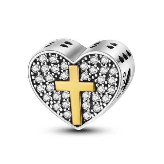 925 Sterling Silver Love shaped Religious Symbolism Series Charms Beads Fit Original Bracelets S925 DIY Jewelry Gifts