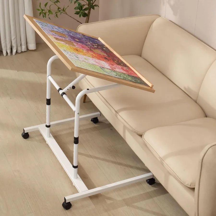 1000 Piece Tilting Jigsaw Puzzle Table with Legs 31.1''x21.4'' Angle and Height Adjustable Puzzle Board Tabletop with Wheels Pu