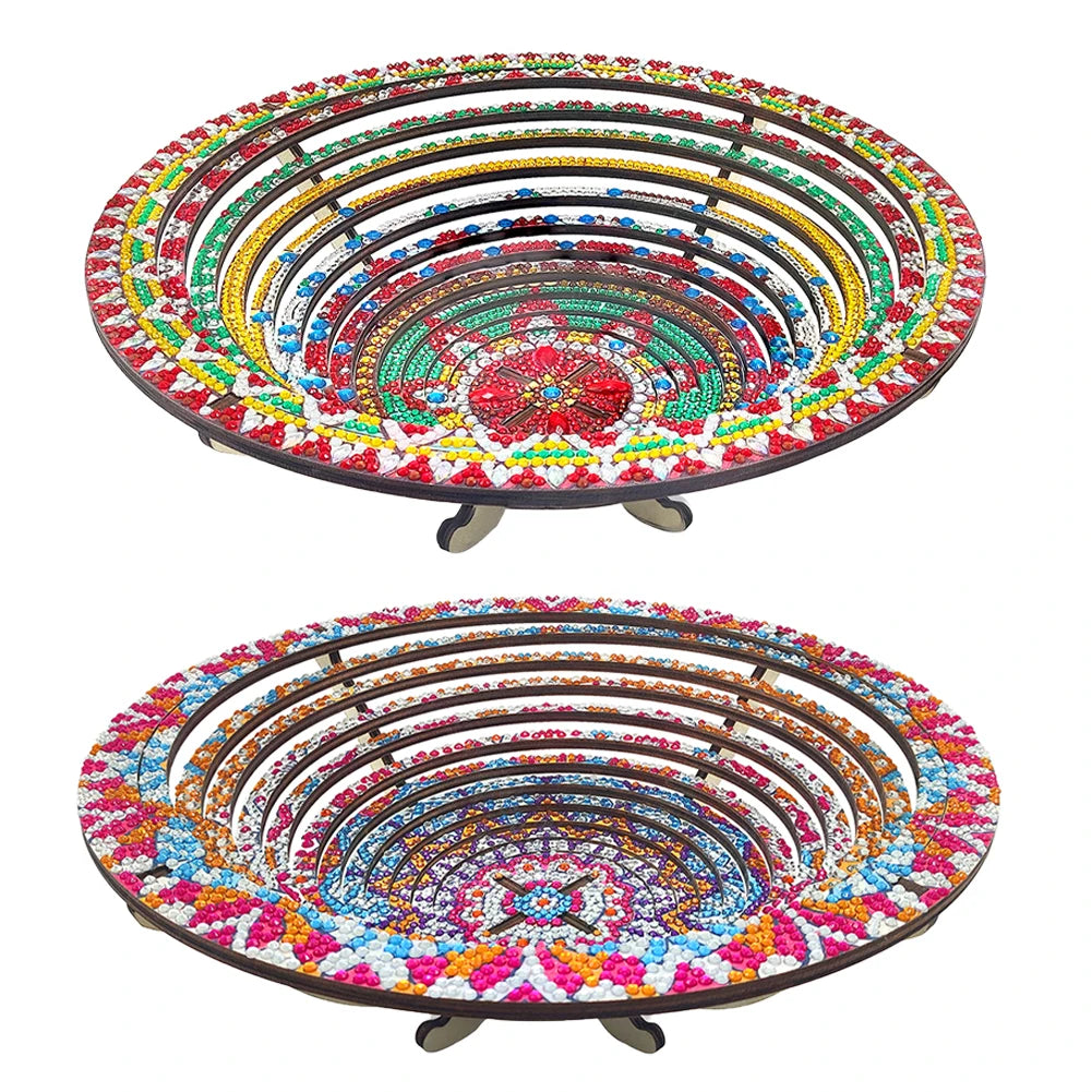Diamond Painting Kit DIY Handmade Dot Diamond Decorative Plate Meal Plate Fruit Plate for Parties Festivals Family Gatherings