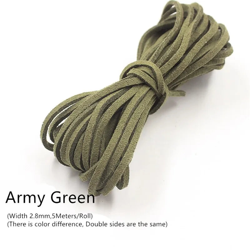 3MM 5M Micro-Fiber Flat Leather Lace Beading Thread Faux Suede Cord String Velvet Beading Supplies