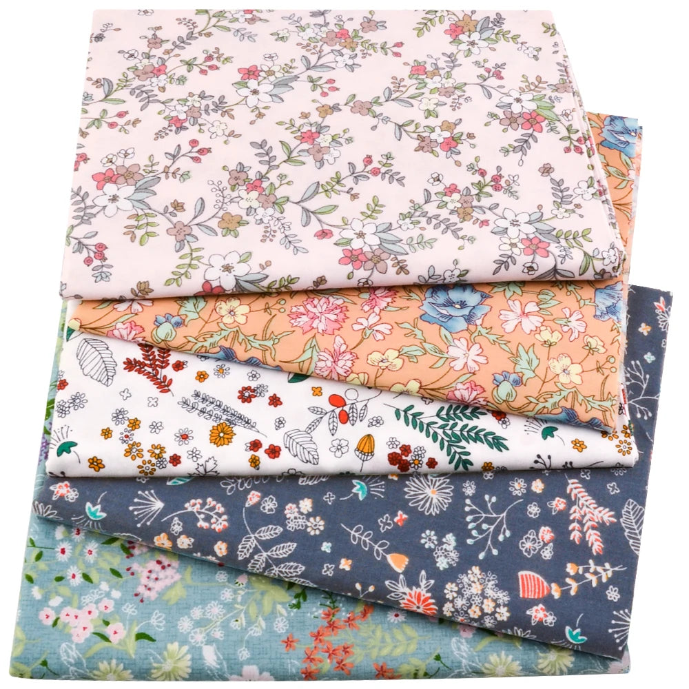 Teramila 5 PCS/Pack Cotton Fabirc Flower Printed Cloth For Hair Bows Sewing Quilt Doll Costume, Scrapbook Decoration Accessories