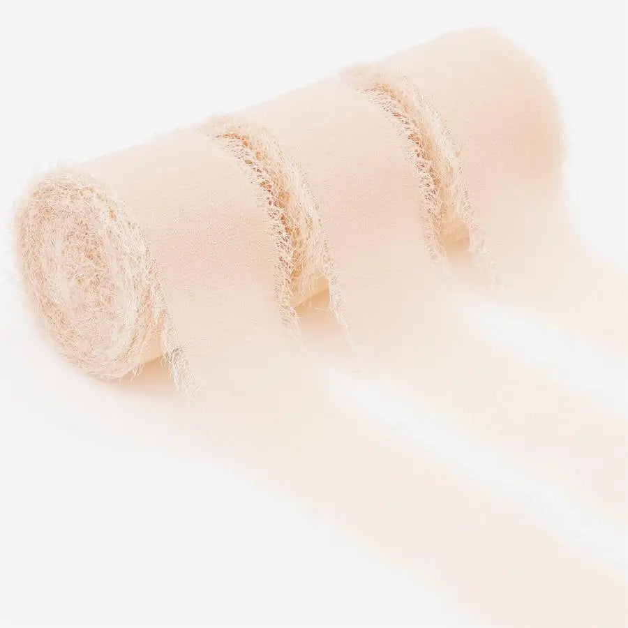 3 Roll/set 5m Frayed Edged Satin Handmade Chiffon Silk Ribbon For Wedding Invitation Bouquets Birthday Party DIY Decoration Gift