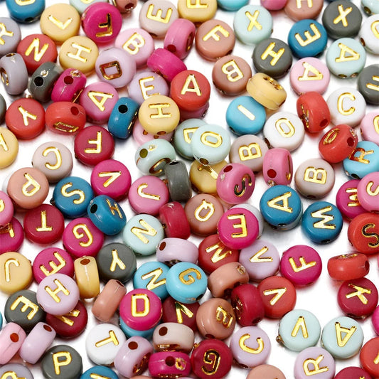 100-500pcs 7mm Colourful Mixed Letter Acrylic Beads Round Flat Alphabet Bead For DIY Jewelry Making Handmake Bracelet Necklace