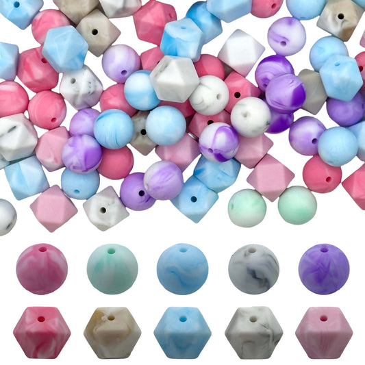 100pcs two-color series silicone beads mixed focal beads silicone pen beads DIY handmade necklace  keychain beads jewelry beads