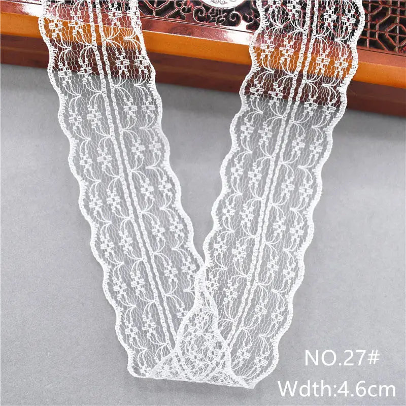 Best Selling 10yards 38kinds Color  White Lace Ribbon Woven Band French African Lace Wedding Fabric DIY Clothing/gift Wrapping