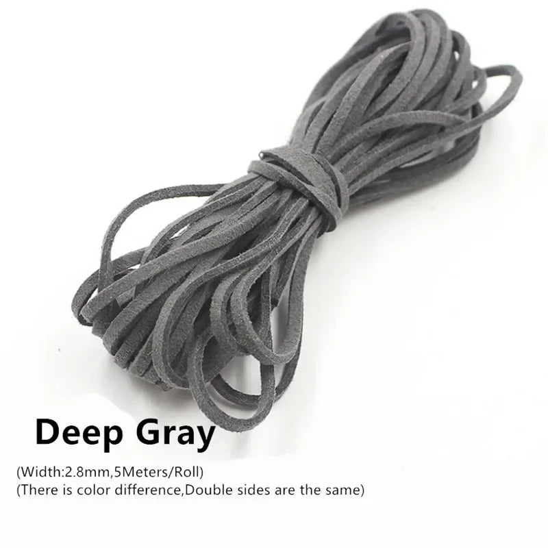 3MM 5M Micro-Fiber Flat Leather Lace Beading Thread Faux Suede Cord String Velvet Beading Supplies