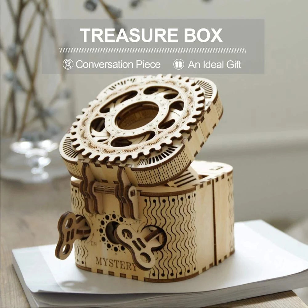 123Pcs Treasure Box Creative 3D Wooden Puzzle Game Assembly Toys Chris Gift For Children Adults Teens