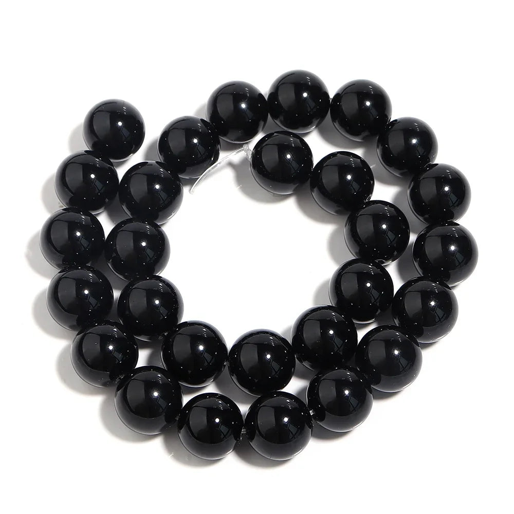 1 Strand Natural Stone Black Onyx Agate Round Loose Beads 2-20MM Pick Size For Crafts Making DIY Bracelet Necklace Accessories