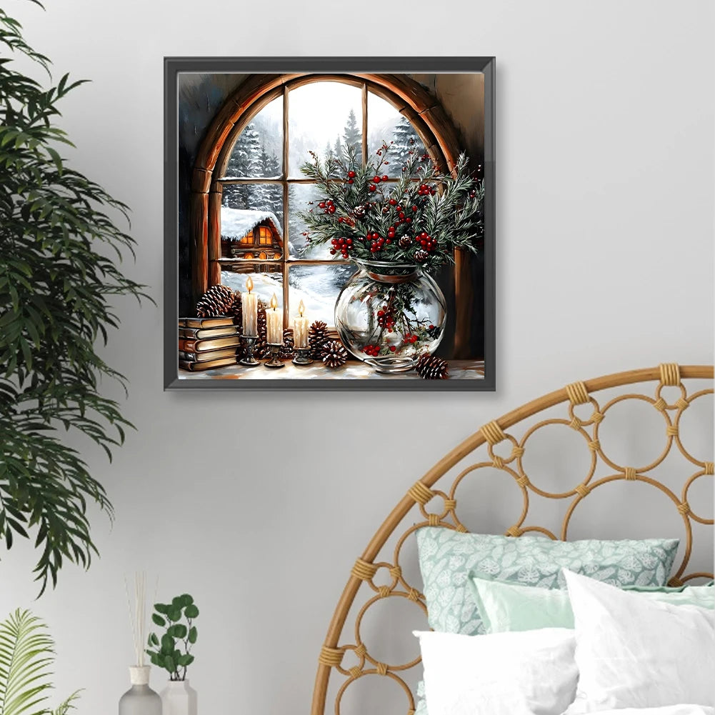 Diamond Painting DIY Rhinestone Xmas Snow View Kit Picture 5D Full Round Drill Mosaic Embroidery Wall Decor Unique Gift No Frame