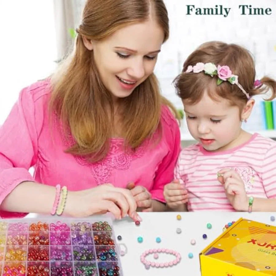 Glass Beads Bracelet Making Kit1350PCS 48 Colors 8mm Crackle Glass Beads for Jewelry Making Crystal Glass Round Beads Friendshi