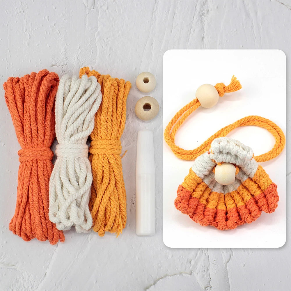 Bohemian Vintage Macrame Kit with Tutorial Beach Elements DIY Handcraft Set for Bookmarks & Curtain Tiebacks Beginner-Friendly