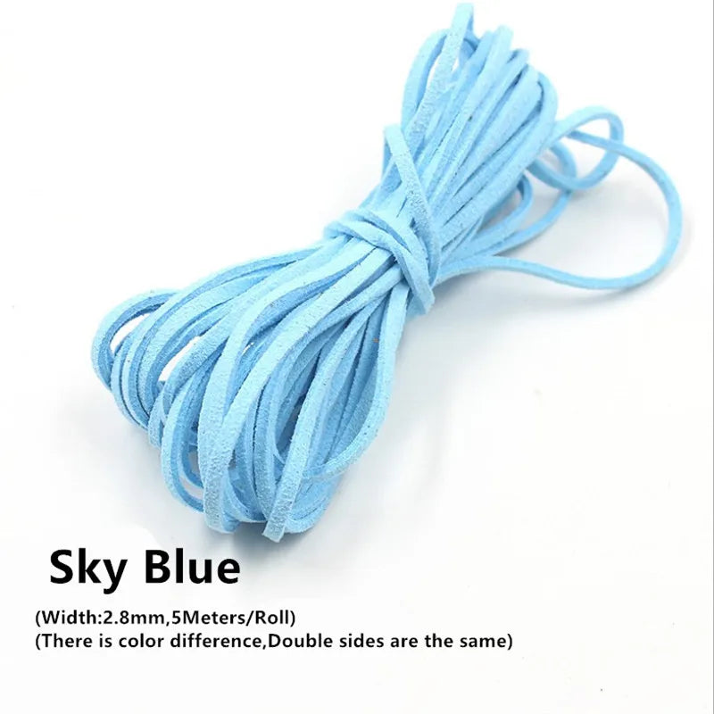 3MM 5M Micro-Fiber Flat Leather Lace Beading Thread Faux Suede Cord String Velvet Beading Supplies