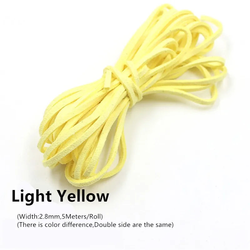 3MM 5M Micro-Fiber Flat Leather Lace Beading Thread Faux Suede Cord String Velvet Beading Supplies