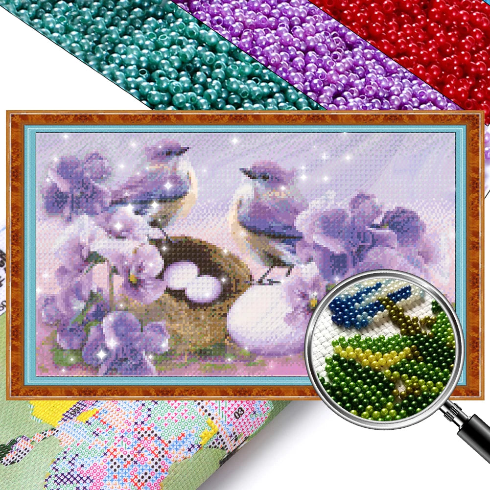 Full Embroidery Beads Printed 9CT Animal Cross Stitch Kit Home Art Craft Bead Embroidery Wall Hanging for New Year Gift