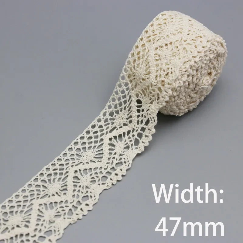 Cotton Lace Ribbon Beige DIY Handmade Wedding Party Craft Gift Packing Patchwork Crocheted Lace (5 meters/lot)