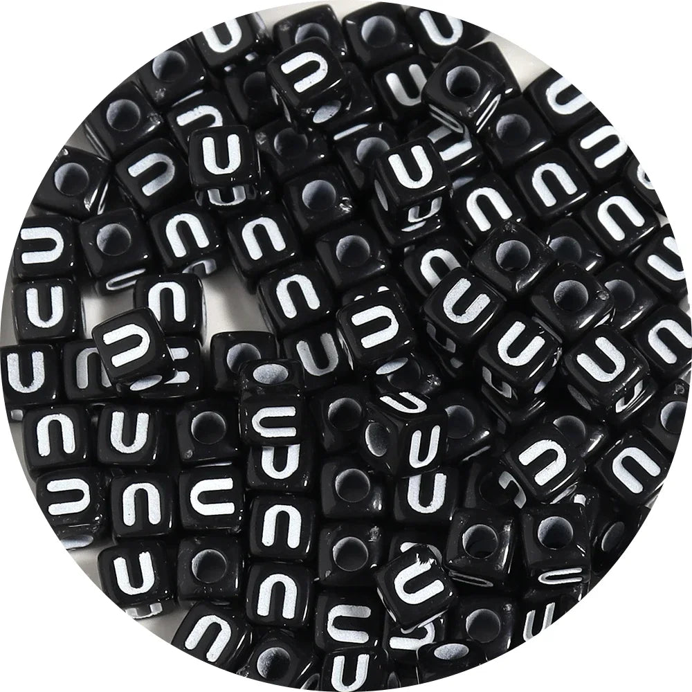 4.5/10mm Charm Square Black Letter Acrylic Beads Cube Loose Spacer Alphabet Beads For Jewelry Making Diy Handmade Supplies