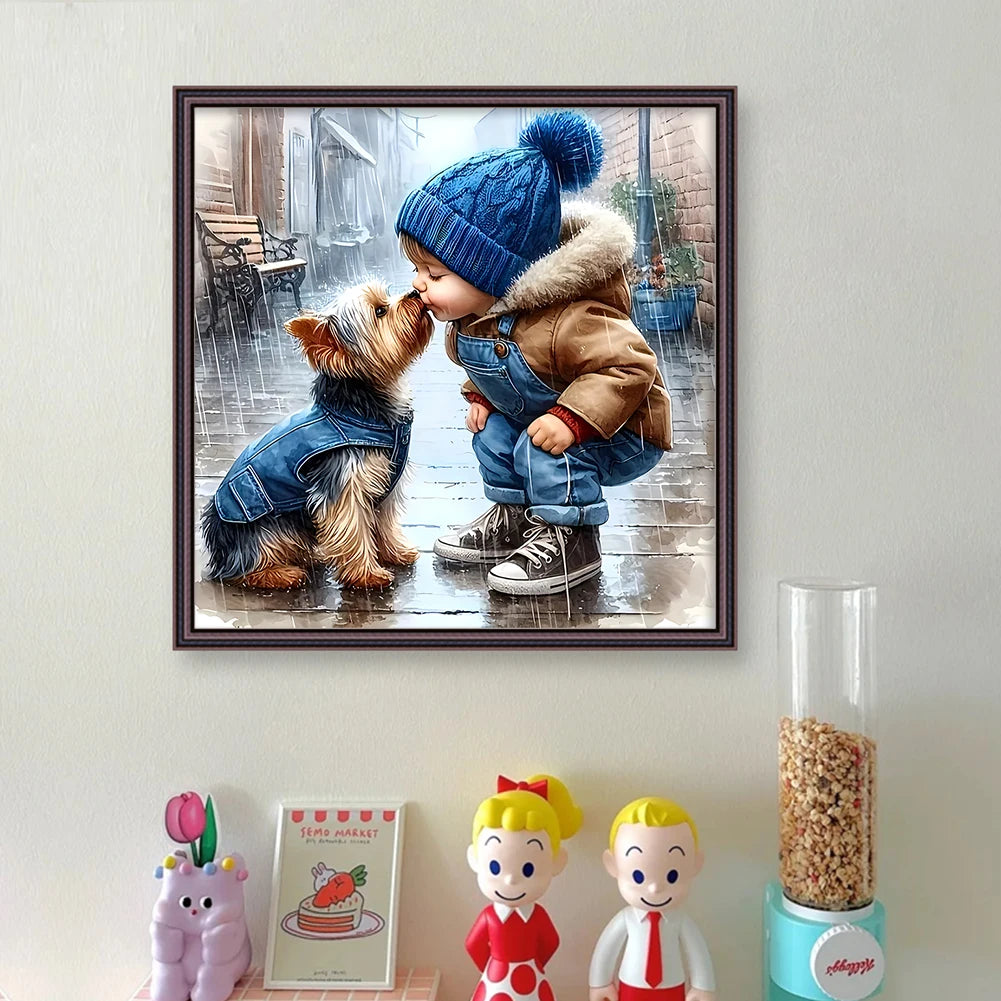Full Embroidery Eco-cotton Thread 11CT Printed Boy Cross Stitch Kit Art 40x40cm