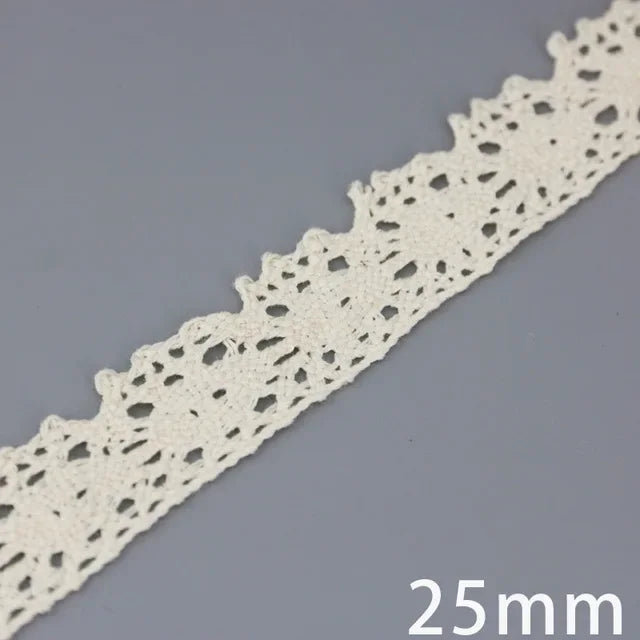 Cotton Lace Ribbon Beige DIY Handmade Wedding Party Craft Gift Packing Patchwork Crocheted Lace (5 meters/lot)