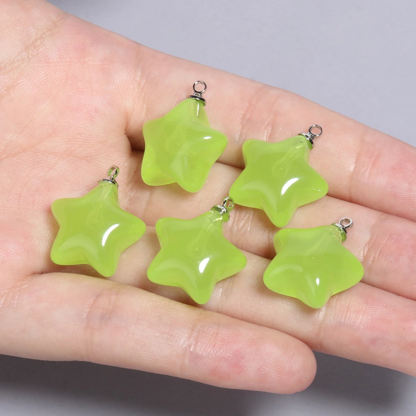 Colorful Star Charms Resin Candy Color Pendants Keychain Handmade Necklace Bracelet Jewelry Making DIY Craft Accessories 10pcs